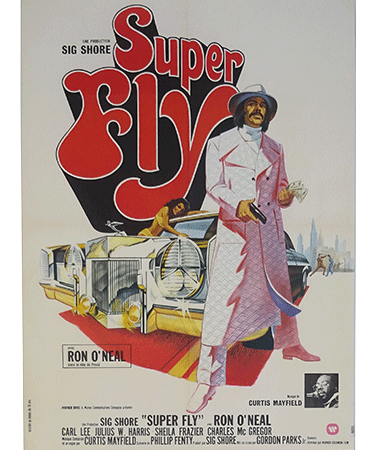 Super Fly film poster. Cine Qua Non independent fim shop, Amsterdam